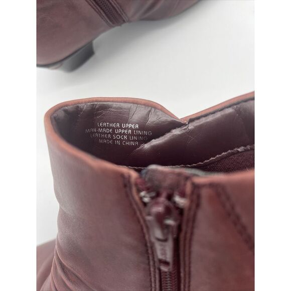 Earth‎ Pegasus Ankle Boot Women's 7B Merlot Red Leather Comfort Side Zip - Picture 8 of 11